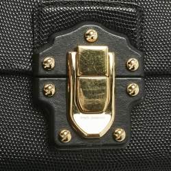 Pre Owned Dolce & Gabbana Black Lizard Embossed Leather Small Lucia Top Handle Bag