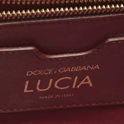 Pre Owned Dolce & Gabbana Black Lizard Embossed Leather Small Lucia Top Handle Bag
