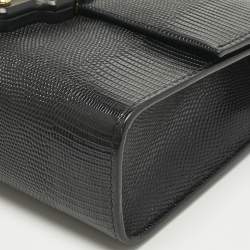 Pre Owned Dolce & Gabbana Black Lizard Embossed Leather Small Lucia Top Handle Bag