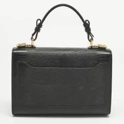Pre Owned Dolce & Gabbana Black Lizard Embossed Leather Small Lucia Top Handle Bag