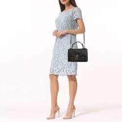 Pre Owned Dolce & Gabbana Black Lizard Embossed Leather Small Lucia Top Handle Bag