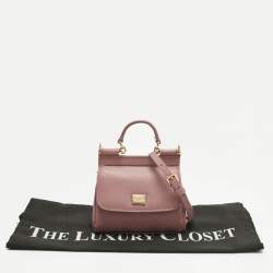 Pre Owned Dolce & Gabbana Old Rose Leather Micro Miss Sicily Top Handle Bag