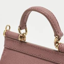 Pre Owned Dolce & Gabbana Old Rose Leather Micro Miss Sicily Top Handle Bag
