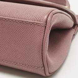 Pre Owned Dolce & Gabbana Old Rose Leather Micro Miss Sicily Top Handle Bag