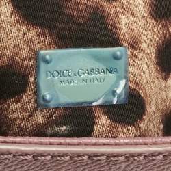 Pre Owned Dolce & Gabbana Old Rose Leather Micro Miss Sicily Top Handle Bag