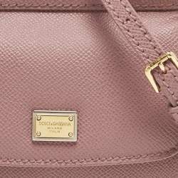 Pre Owned Dolce & Gabbana Old Rose Leather Micro Miss Sicily Top Handle Bag