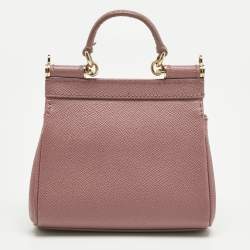 Pre Owned Dolce & Gabbana Old Rose Leather Micro Miss Sicily Top Handle Bag