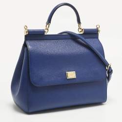 مملوكة مسبقًا حقيبة دولتشي أند غابانا يد علوية ميس سيسيلي عادية جلد أزرق