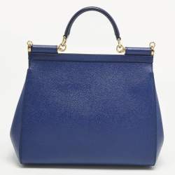 مملوكة مسبقًا حقيبة دولتشي أند غابانا يد علوية ميس سيسيلي عادية جلد أزرق