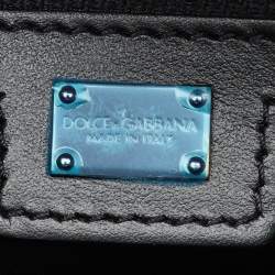 مملوكة مسبقًا حقيبة تسوق دولتشي أند غابانا قماش وجلد برتقالي/أسود بشعار مطرز