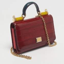 Pre Owned Dolce & Gabbana Multicolor Eel Leather Miss Sicily Von Wallet On Chain