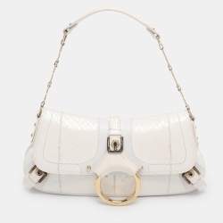 Pre Owned Dolce & Gabbana White Python Leather Small Shoulder Bag