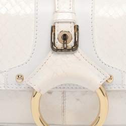 Pre Owned Dolce & Gabbana White Python Leather Small Shoulder Bag