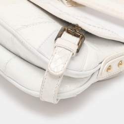 Pre Owned Dolce & Gabbana White Python Leather Small Shoulder Bag