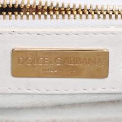 Pre Owned Dolce & Gabbana White Python Leather Small Shoulder Bag