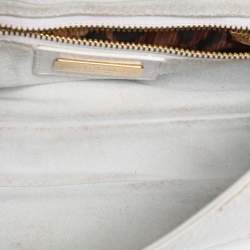 Pre Owned Dolce & Gabbana White Python Leather Small Shoulder Bag