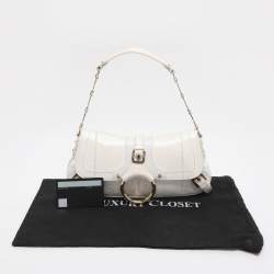 Pre Owned Dolce & Gabbana White Python Leather Small Shoulder Bag