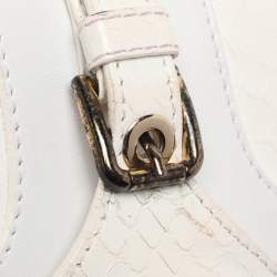 Pre Owned Dolce & Gabbana White Python Leather Small Shoulder Bag