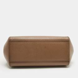 Pre Owned Dolce & Gabbana Brown Leather Small Miss Sicily Top Handle Bag