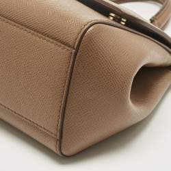 Pre Owned Dolce & Gabbana Brown Leather Small Miss Sicily Top Handle Bag