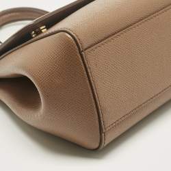Pre Owned Dolce & Gabbana Brown Leather Small Miss Sicily Top Handle Bag