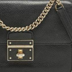 Pre Owned Dolce & Gabbana Black Leather Small Rosalia Shoulder Bag