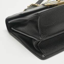 Pre Owned Dolce & Gabbana Black Leather Small Rosalia Shoulder Bag