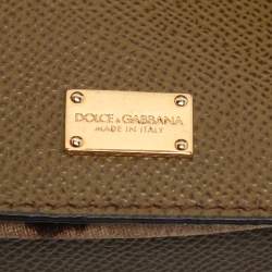 Pre Owned Dolce & Gabbana Avocado Lizard Embossed Leather Small Miss Sicily Top Handle Bag