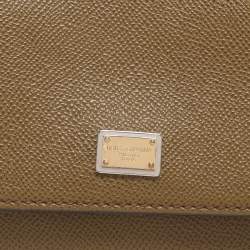 Pre Owned Dolce & Gabbana Avocado Lizard Embossed Leather Small Miss Sicily Top Handle Bag