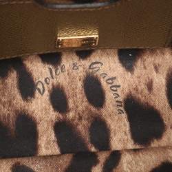 Pre Owned Dolce & Gabbana Avocado Lizard Embossed Leather Small Miss Sicily Top Handle Bag