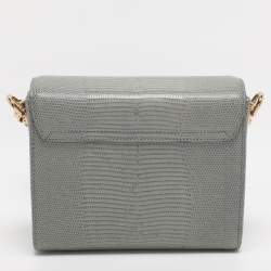 Pre Owned Dolce & Gabbana Grey Lizard Embossed Leather DG Millennials Shoulder Bag