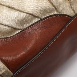 Pre Owned Dolce & Gabbana Gold/Brown Coated Canvas and Leather Miss Exotic Tote