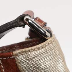 Pre Owned Dolce & Gabbana Gold/Brown Coated Canvas and Leather Miss Exotic Tote