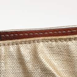 Pre Owned Dolce & Gabbana Gold/Brown Coated Canvas and Leather Miss Exotic Tote