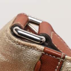 Pre Owned Dolce & Gabbana Gold/Brown Coated Canvas and Leather Miss Exotic Tote