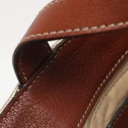 Pre Owned Dolce & Gabbana Gold/Brown Coated Canvas and Leather Miss Exotic Tote