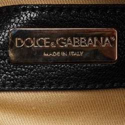 Pre Owned Dolce & Gabbana Yellow/Black Mesh and Patent Leather Miss Romantique Satchel