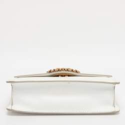 Pre Owned Dolce & Gabbana White Leather Medium Devotion Shoulder Bag