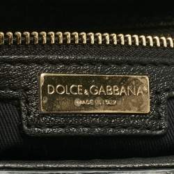 Pre Owned Dolce & Gabbana Black Leopard Print Coated Canvas and Leather Large Miss Bonita Bag
