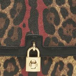 Pre Owned Dolce & Gabbana Black Leopard Print Coated Canvas and Leather Large Miss Bonita Bag