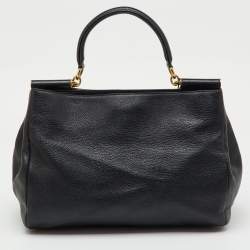 Pre Owned Dolce & Gabbana Black Leather Miss Sicily Tote