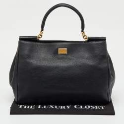 Pre Owned Dolce & Gabbana Black Leather Miss Sicily Tote