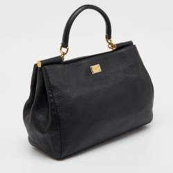 Pre Owned Dolce & Gabbana Black Leather Miss Sicily Tote