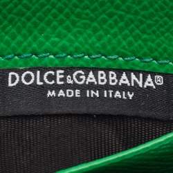 Pre Owned Dolce & Gabbana Green Leather Logo Card Holder