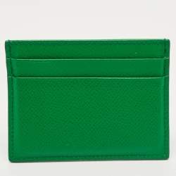 Pre Owned Dolce & Gabbana Green Leather Logo Card Holder