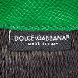 Pre Owned Dolce & Gabbana Green Leather Logo Zip Long Wallet