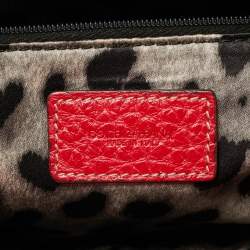 Pre Owned Dolce & Gabbana Red Leather Large Soft Miss Sicily Top Handle Bag