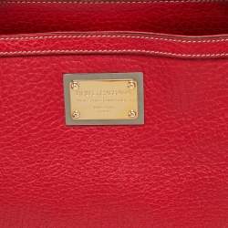 Pre Owned Dolce & Gabbana Red Leather Large Soft Miss Sicily Top Handle Bag