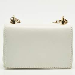 Pre Owned Dolce & Gabbana White Leather Micro DG Girls Crossbody Bag