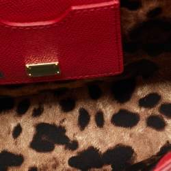 Pre Owned Dolce & Gabbana Coral Pink Leather Medium Studded Sicily Top Handle Bag